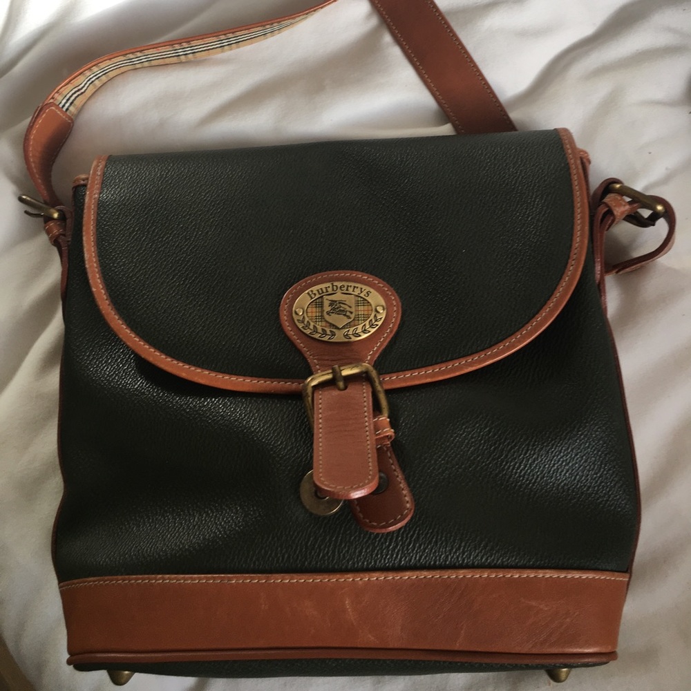 Burberry green over shoulder/ cross body purse